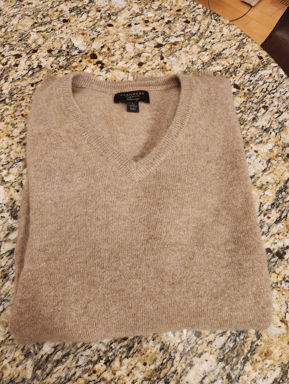 Club Room Men's V-Neck Sweater in Taupe Brown